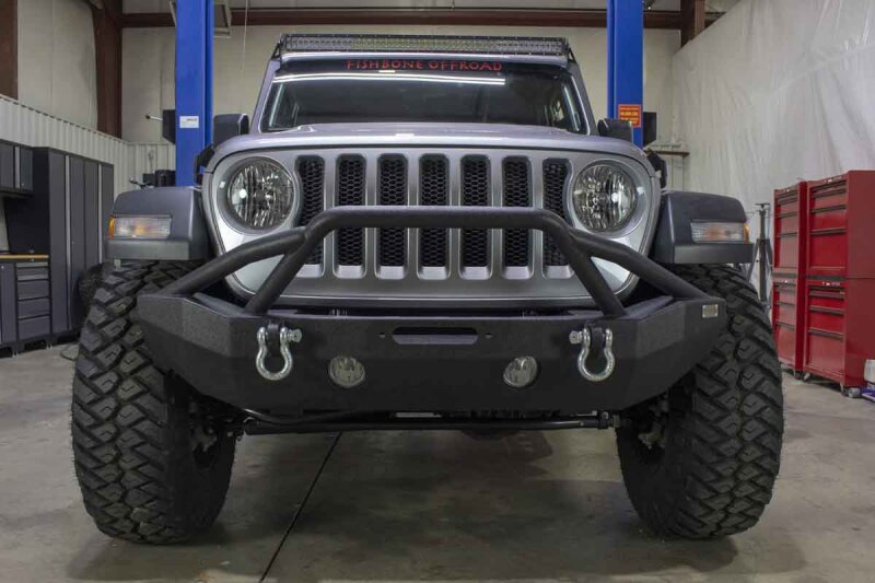 Jeep Wrangler JL Front Bumper - Fishbone Offroad - Mid-Width Winch - Black - `18-`27